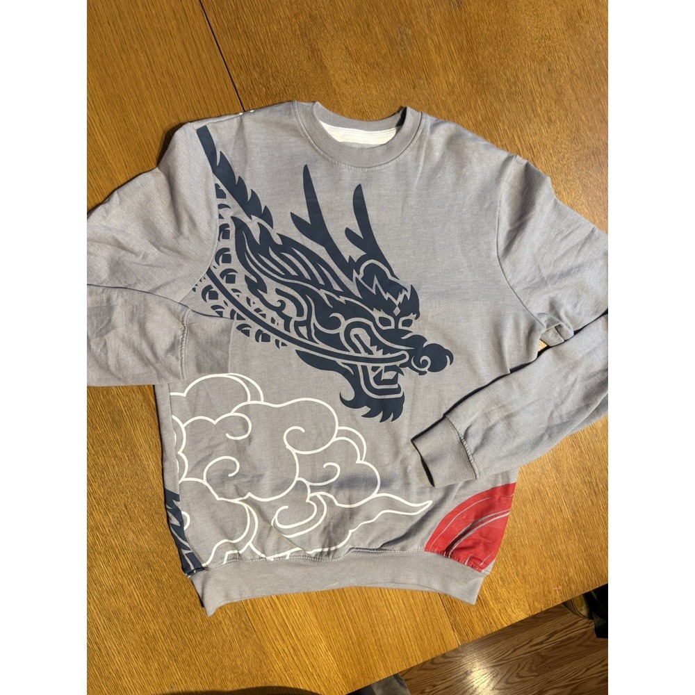 Blind Rooster Dragon Crewneck Sweatshirt Small All Over Print Asian‎ Y2K - Picture 2 of 7